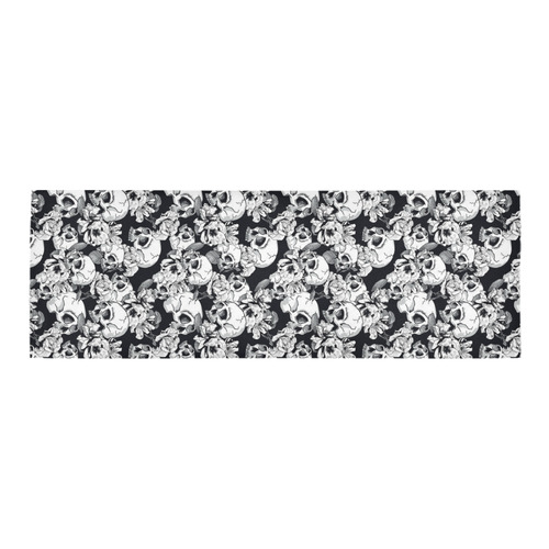 skull pattern, black and white Area Rug 9'6''x3'3''