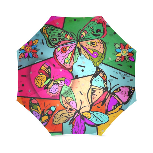 My Butterfly Popart by Nico Bielow Foldable Umbrella (Model U01)