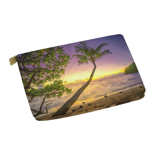 Painting tropical sunset beach with palms Carry-All Pouch 12.5''x8.5''