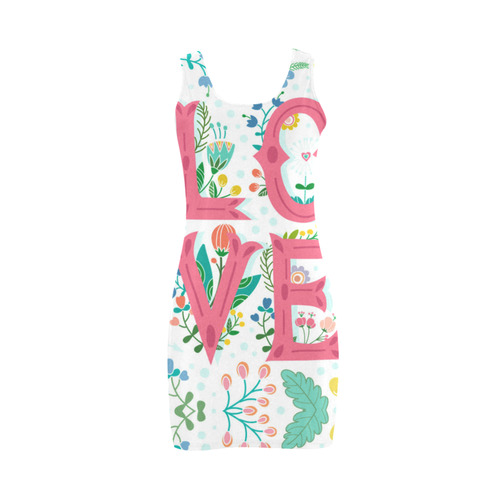 Pastel Colorful Floral LOVE Lettering Medea Vest Dress (Model D06)