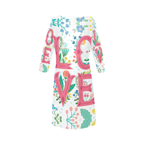 Pastel Colorful Floral LOVE Lettering Round Collar Dress (D22)