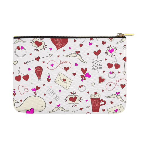 Valentine's Day LOVE HEARTS pattern red pink Carry-All Pouch 12.5''x8.5''