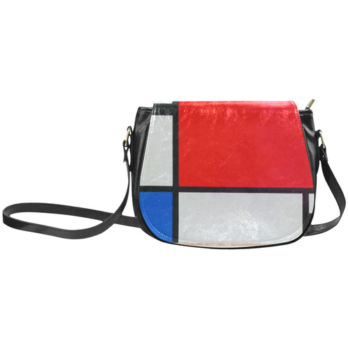 Mondrian Composition Red Blue Yellow Classic Saddle Bag/Small (Model 1648)