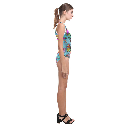 My Butterfly Popart by Nico Bielow Vest One Piece Swimsuit (Model S04)