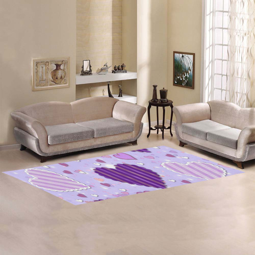 Purple Patchwork Hearts Area Rug 9'6''x3'3''