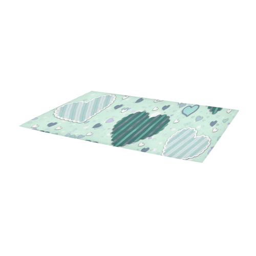 Mint Green Patchwork Hearts Area Rug 9'6''x3'3''