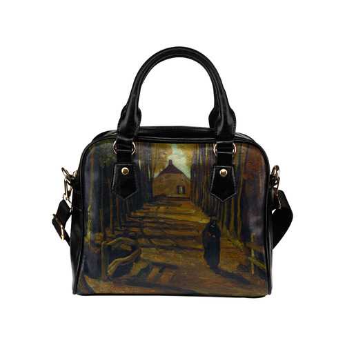 Van Gogh Poplars In Autumn Landscape Shoulder Handbag (Model 1634)