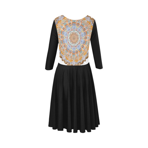 mandala gloopy 2 Elbow Sleeve Ice Skater Dress (D20)