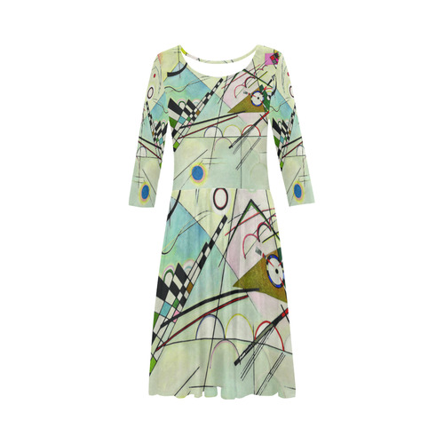 Kandinsky Composition 8 Abstract Painting Elbow Sleeve Ice Skater Dress (D20)