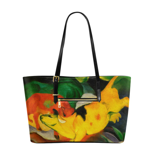 Red Yellow Green Cows by Franz Marc Euramerican Tote Bag/Large (Model 1656)