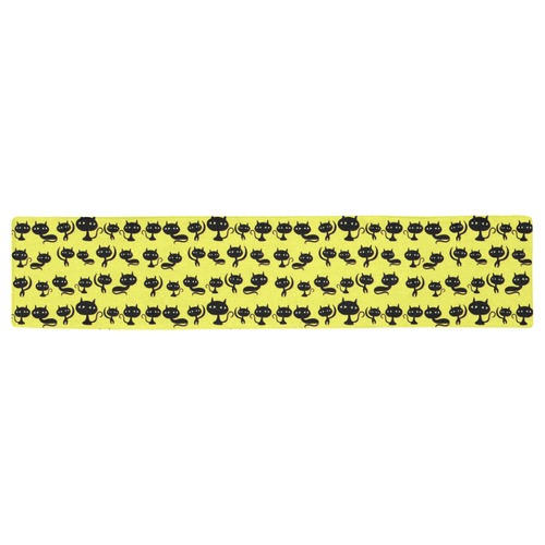 Yellow Cat Pattern Table Runner 16x72 inch