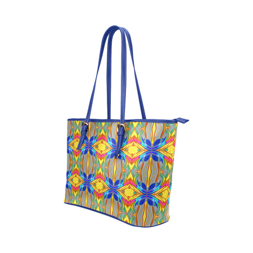 Abstract Colorful Ornament A Leather Tote Bag/Large (Model 1651)