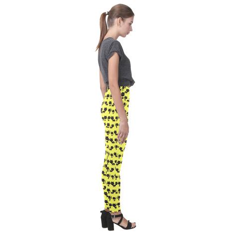 Yellow Cat Pattern Cassandra Women's Leggings (Model L01)