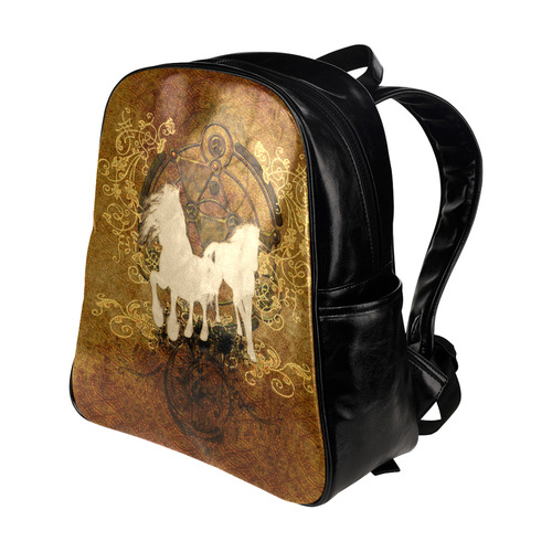 Beautiful horses, silhouette Multi-Pockets Backpack (Model 1636)