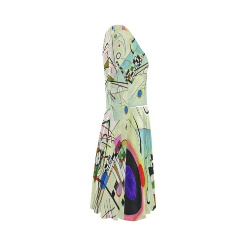 Kandinsky Composition 8 Abstract Painting Elbow Sleeve Ice Skater Dress (D20)