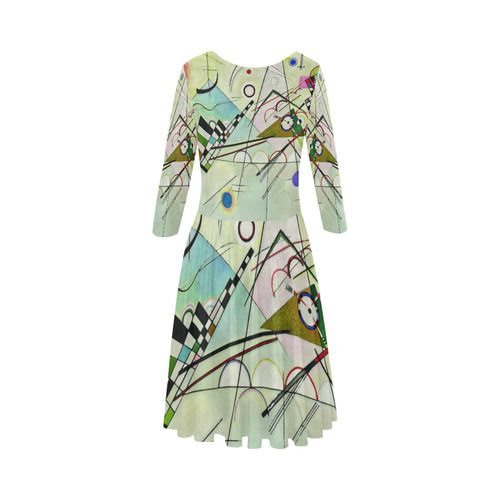 Kandinsky Composition 8 Abstract Painting Elbow Sleeve Ice Skater Dress (D20)