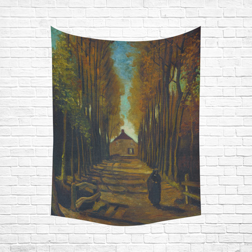 Van Gogh Poplars In Autumn Cotton Linen Wall Tapestry 60"x 80"