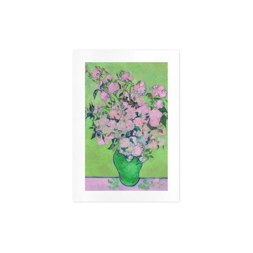 Van Gogh Pink Roses in Vase Art Print 7‘’x10‘’