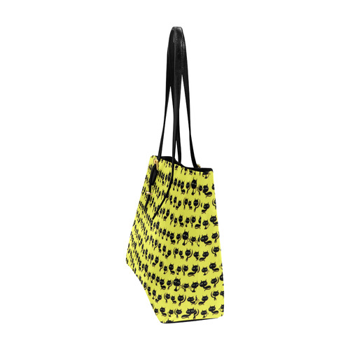 Yellow Cat Pattern Euramerican Tote Bag/Large (Model 1656)