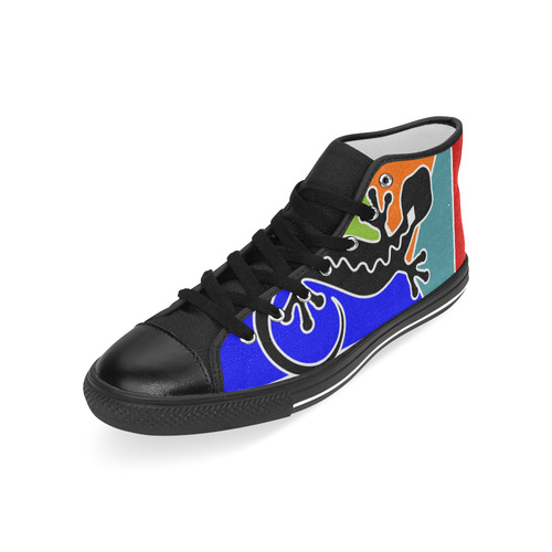 Modern Geometric Mosaic Contrast Gecko Men’s Classic High Top Canvas Shoes (Model 017)