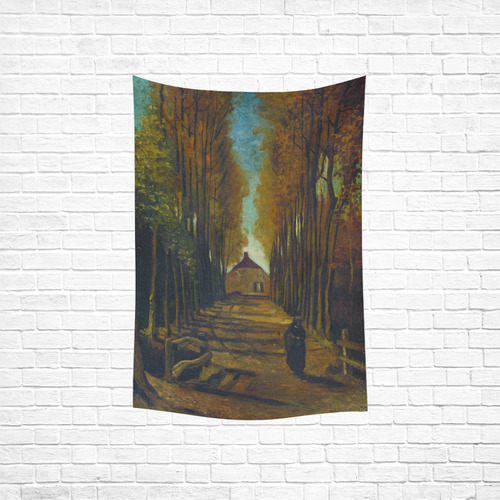 Van Gogh Poplars In Autumn Cotton Linen Wall Tapestry 40"x 60"