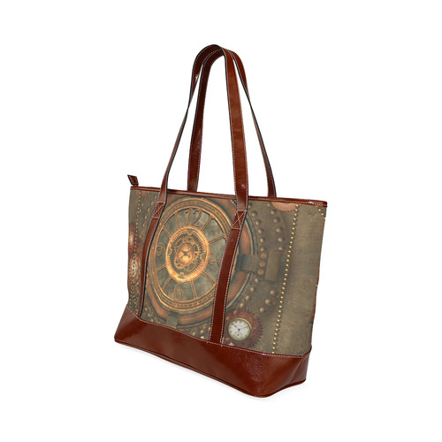 Steampunk, wonderful vintage clocks and gears Tote Handbag (Model 1642)