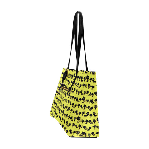 Yellow Cat Pattern Euramerican Tote Bag/Large (Model 1656)