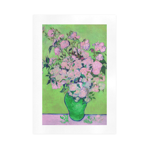 Van Gogh Pink Roses in Vase Art Print 16‘’x23‘’