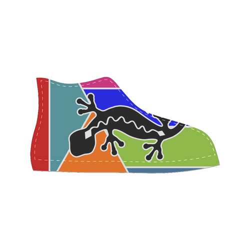 Modern Geometric Mosaic Contrast Gecko Women's Classic High Top Canvas Shoes (Model 017)