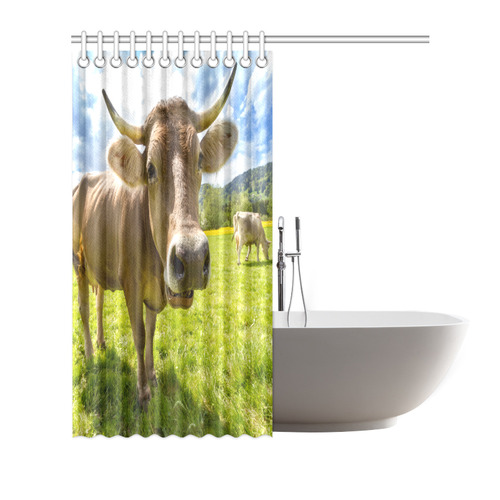Photography Pretty Blond Cow On Grass Shower Curtain 72"x72"