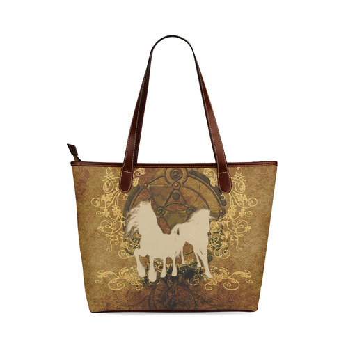 Beautiful horses, silhouette Shoulder Tote Bag (Model 1646)