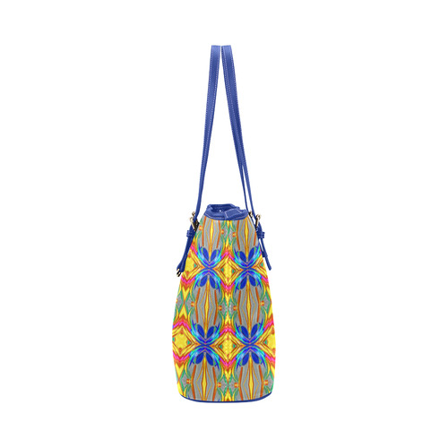 Abstract Colorful Ornament A Leather Tote Bag/Large (Model 1651)