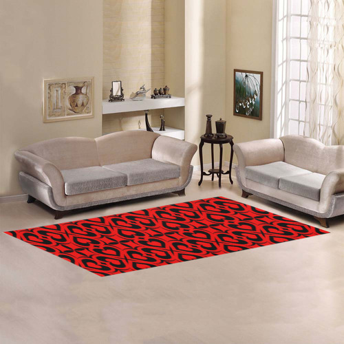 Red Black Heart Lattice Area Rug 9'6''x3'3''