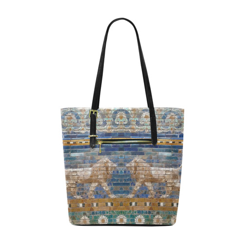 Two Lions And Daisis Mosaic Euramerican Tote Bag/Small (Model 1655)
