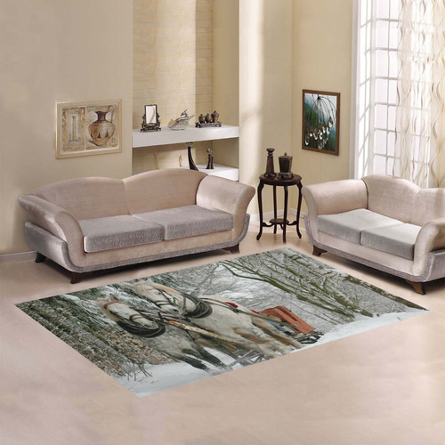 Wintertime Sleigh Ride Area Rug7'x5'