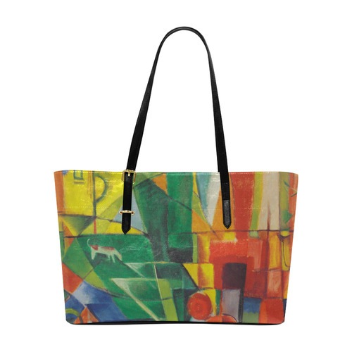 Landscape with dog, house and cow by Franz Marc Euramerican Tote Bag/Large (Model 1656)