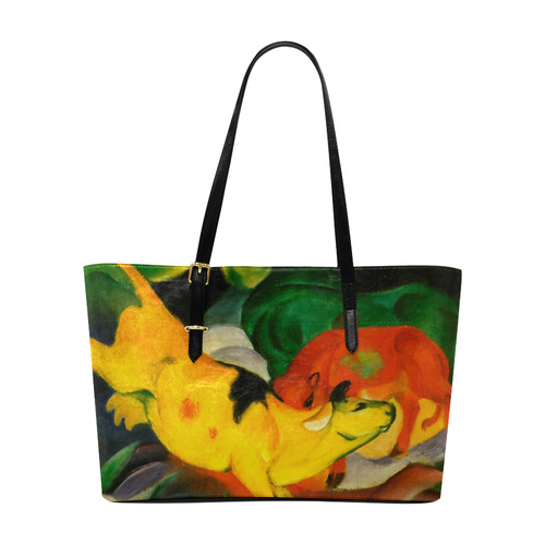 Red Yellow Green Cows by Franz Marc Euramerican Tote Bag/Large (Model 1656)