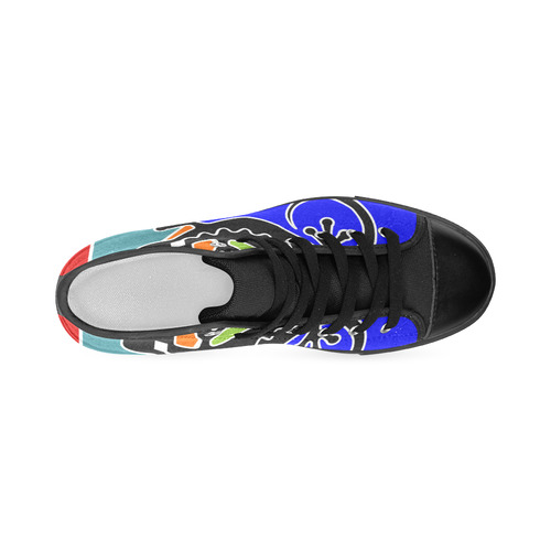 Modern Geometric Mosaic Contrast Gecko Men’s Classic High Top Canvas Shoes (Model 017)