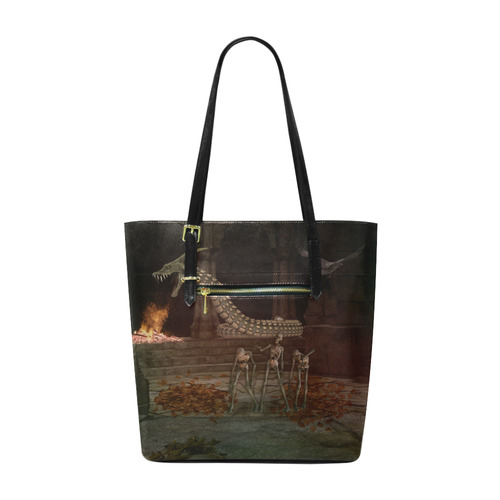 Dragon meets his Zombie Friends Euramerican Tote Bag/Small (Model 1655)