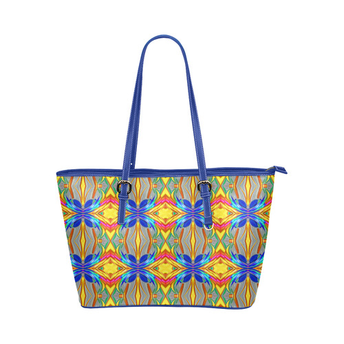 Abstract Colorful Ornament A Leather Tote Bag/Large (Model 1651)