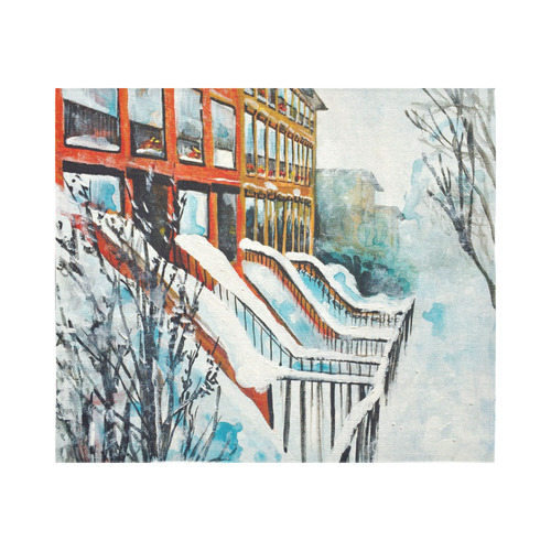 Brooklyn At Winter Cotton Linen Wall Tapestry 60"x 51"