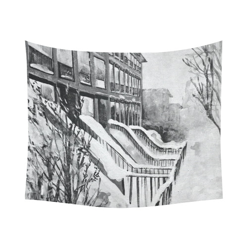 Brooklyn At Winter Cotton Linen Wall Tapestry 60"x 51"