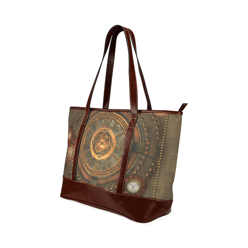 Steampunk, wonderful vintage clocks and gears Tote Handbag (Model 1642)