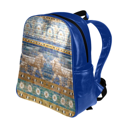 Two Lions And Daisis Mosaic Multi-Pockets Backpack (Model 1636)