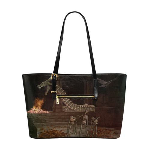 Dragon meets his Zombie Friends Euramerican Tote Bag/Large (Model 1656)
