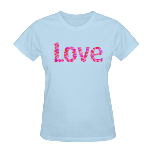 Love Hearts Sky Blue Sunny Women's T-shirt (Model T05)