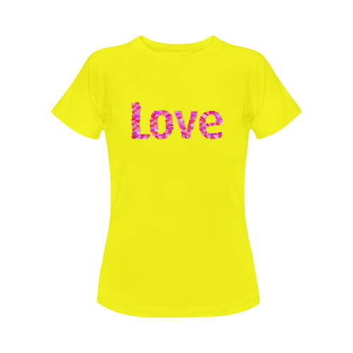 Love Hearts Neon Yellow Women's Classic T-Shirt (Model T17）