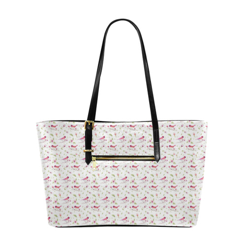 Lovely Pattern with Birds and Flowers Euramerican Tote Bag/Large (Model 1656)