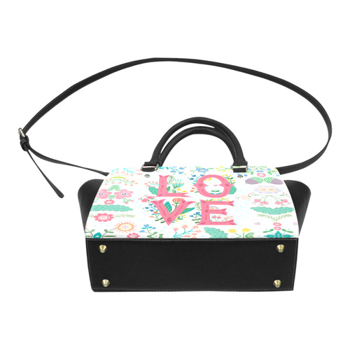 Pastel Colorful Floral LOVE Lettering Classic Shoulder Handbag (Model 1653)