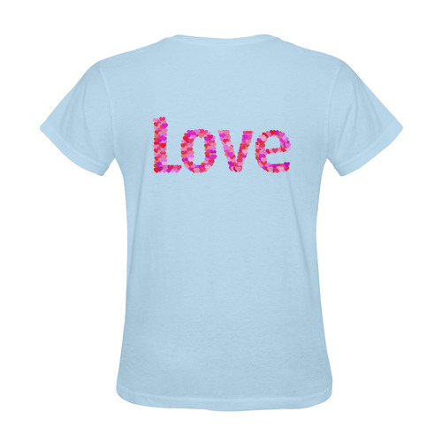 Love Hearts Sky Blue Sunny Women's T-shirt (Model T05)